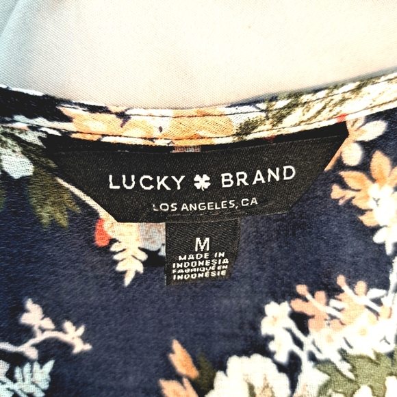 Lucky Brand Sheer Faux Wrap Top Size M EUC - Picture 5 of 7